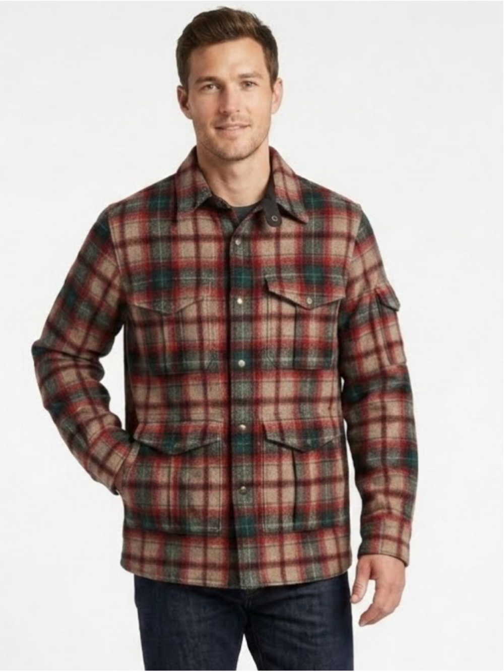 Eddie Bauer Men’s Wool Blend Plaid Cruiser Utility Shirt Jacket Shacket Sm - 67